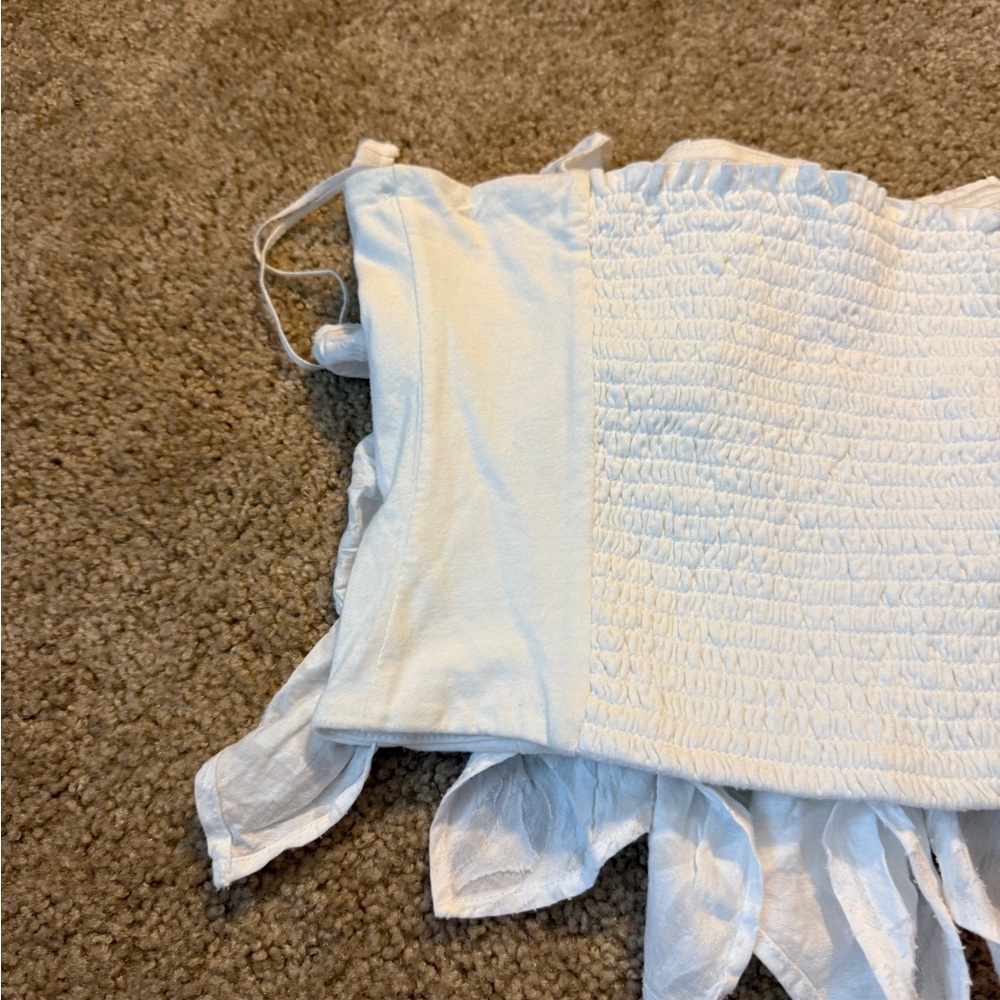 Anthropologie White Ruffle Tube Top - Picture 8 of 10